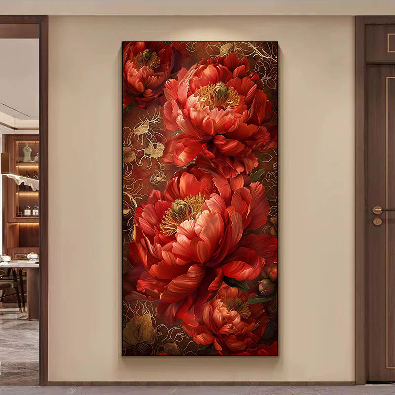 花开富贵牡丹花十字绣钻石画满钻贴画2025新款高级玄关客厅点贴钻