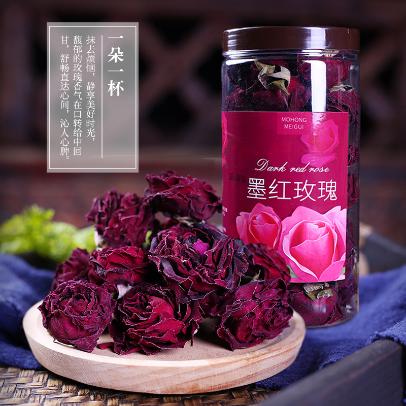 云南墨红玫瑰冻干玫瑰大朵罐装