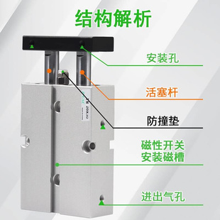 30S TN双轴双杆气缸小型气动气缸大推力10x16x20x25x32