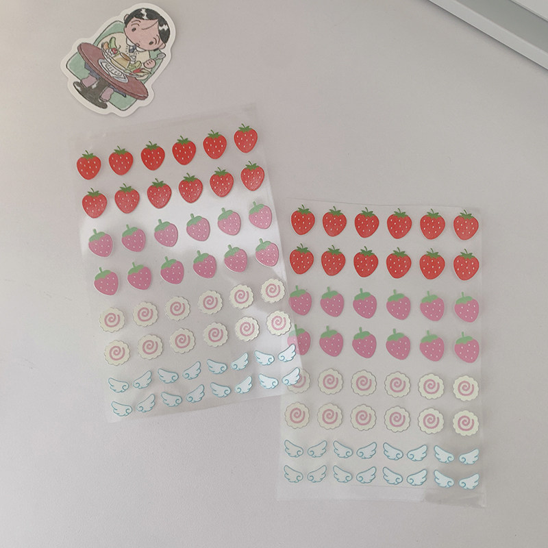 星星鱼 原创可爱草莓鱼板翅膀水晶转印贴盐系少女贴纸手帐装饰diy图片