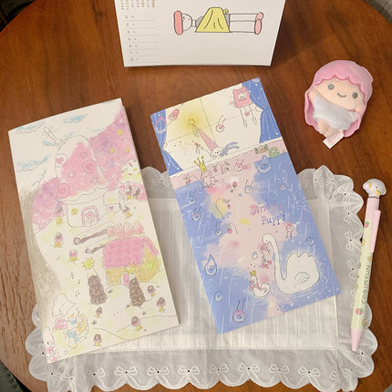 星星鱼 TN草莓饼干屋小天鹅TN全彩内页11*21骑马钉韩系手账本拼贴