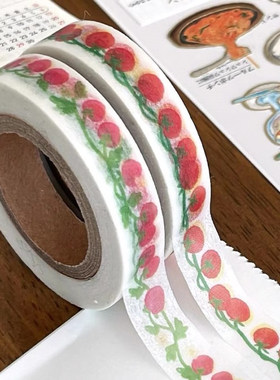 分装胶带 韩国 Yoongoo 樱桃番茄细条胶带 小众边框装饰胶带 分装