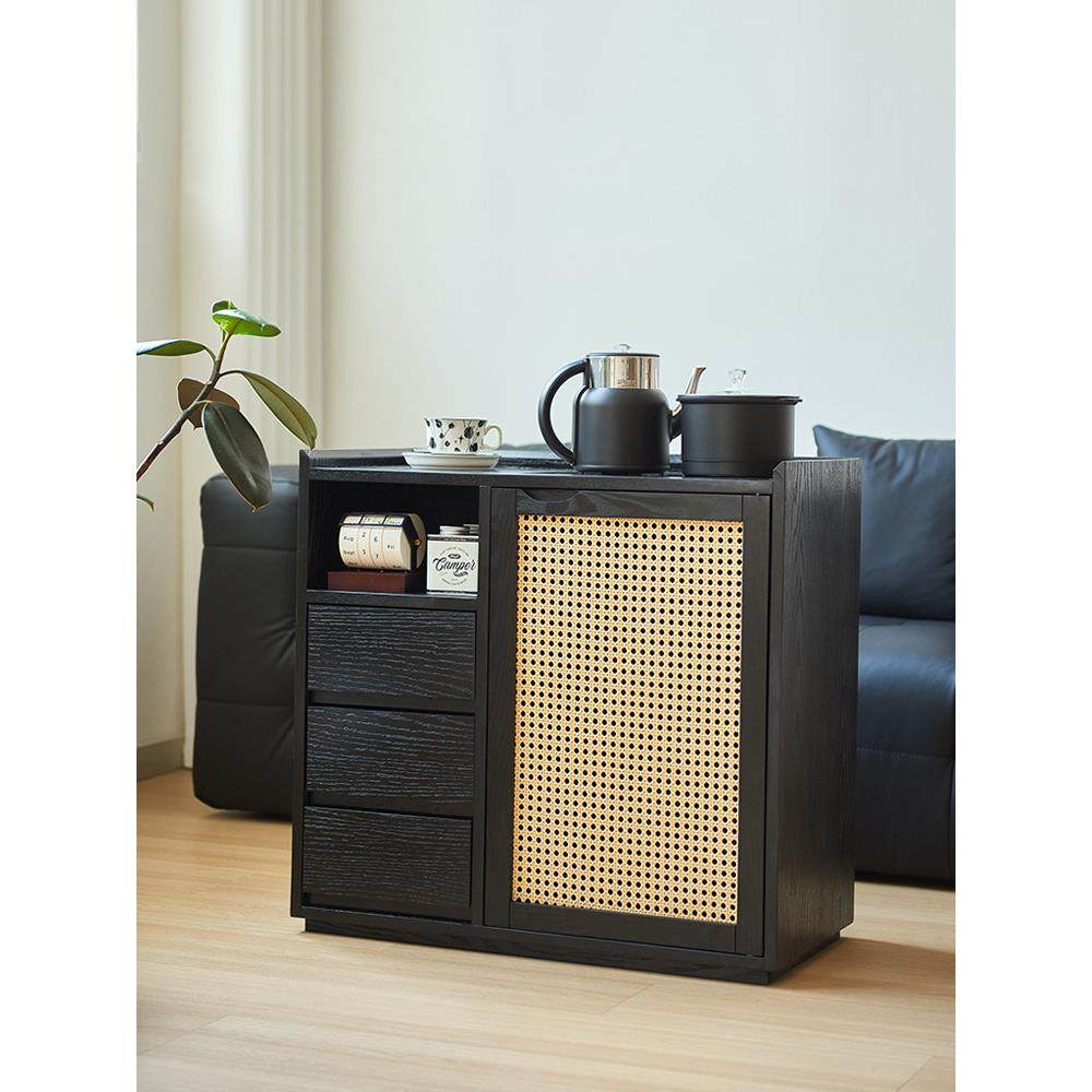 实木茶水柜靠墙一体茶台桌储物柜家用边几柜黑色客厅沙发侧边柜子,住宅家具,餐边柜,淘宝优惠券,粉丝福利购,淘宝优惠卷