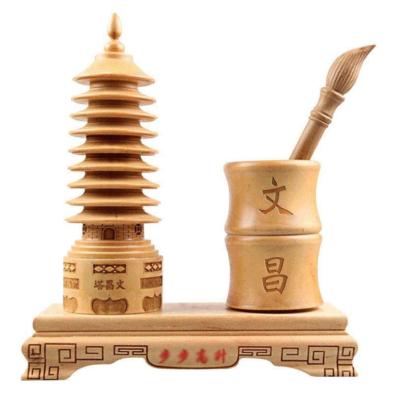 九层桃木文昌塔笔筒雕刻工艺摆饰笔筒塔套装送笔包邮,家居饰品,装饰摆件,淘宝优惠券,粉丝福利购,淘宝优惠卷