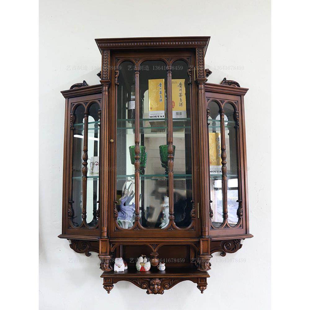 欧洲西洋古堡实木榫卯吊柜 法式宫廷复古装饰壁柜酒柜展示柜高定,住宅家具,酒柜,淘宝优惠券,粉丝福利购,淘宝优惠卷