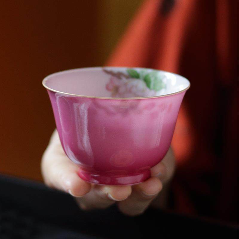 却道海棠依旧 景德镇手绘海棠薄胎胭脂红渐变主人杯 画瓷的武才人,餐饮具,茶杯,淘宝优惠券,粉丝福利购,淘宝优惠卷