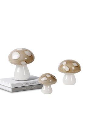 简约现代绿色蘑菇玻璃装饰品样板房儿童房装饰柜书房家居陈设摆件