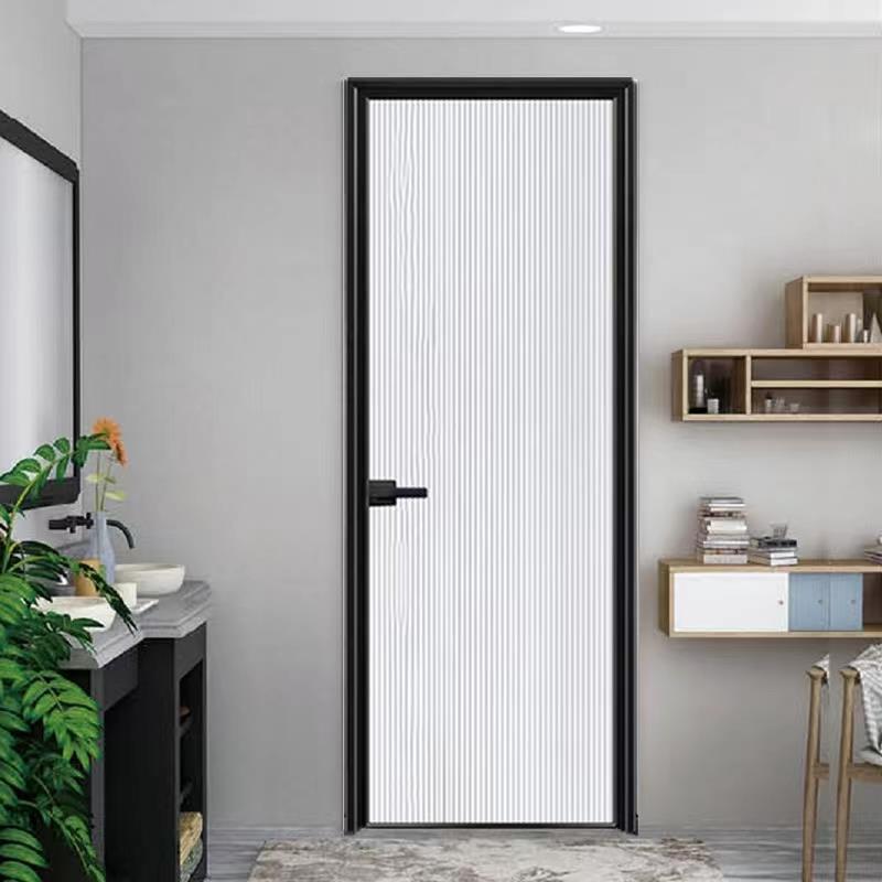 极简轻奢窄边双层钢化玻璃铝合金卫生间门厕所门网红门厨房平开门