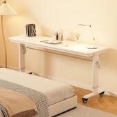 升降电脑桌家用小型办公桌实木书桌床边可移动长条桌双人学习桌子