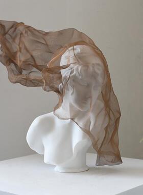 北欧轻奢面纱少女雕塑中古客厅电视柜玄关雕像高级艺术品装饰摆件