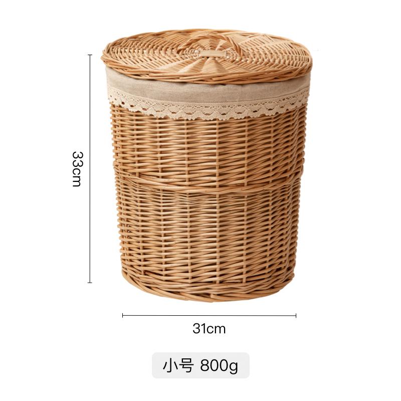 q683柳编脏衣篮脏衣服收纳筐藤编带盖卫生间浴室脏衣篓衣服放整理
