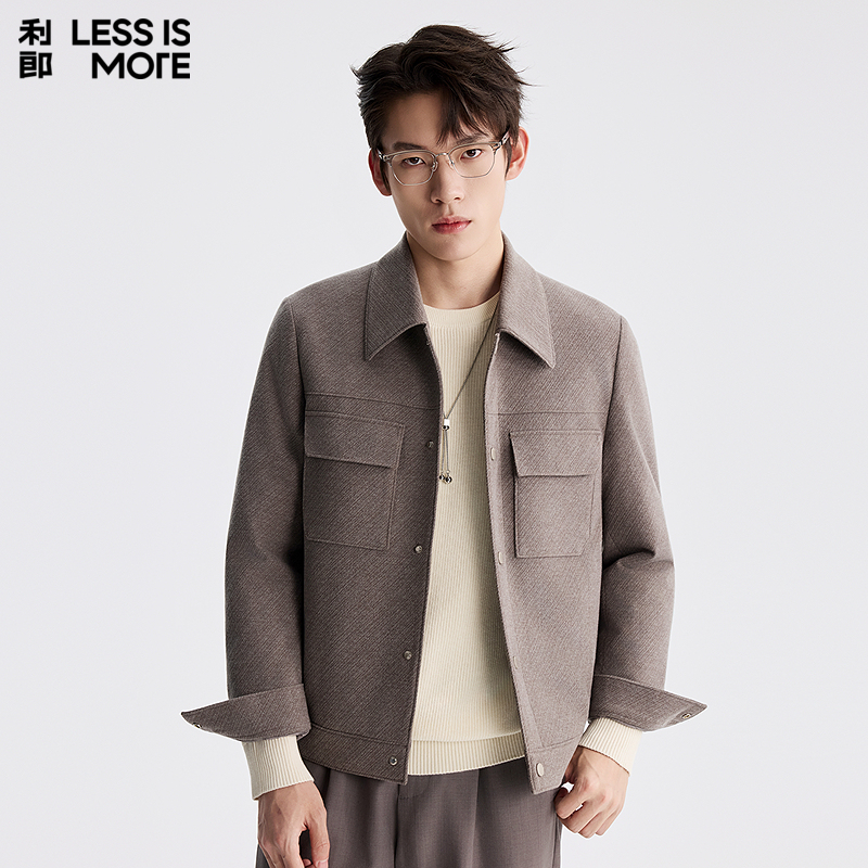 【斜纹肌理】利郎奥莱毛呢外套2025冬季新款时尚百搭休闲保暖大衣