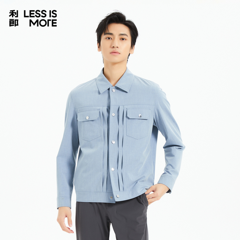 【TR色织面料】利郎奥莱夹克男2025秋新款翻领时尚商务休闲外套男