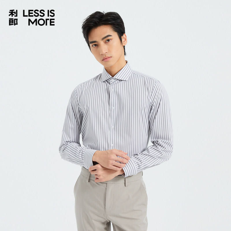 【凉感竖条纹】利郎奥莱长袖衬衫男2026春季商务通勤易打理衬衣男