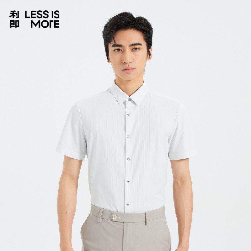 【涤纶面料】利郎奥莱短袖衬衫男2025夏季新款休闲衬衣男Q5XZC013