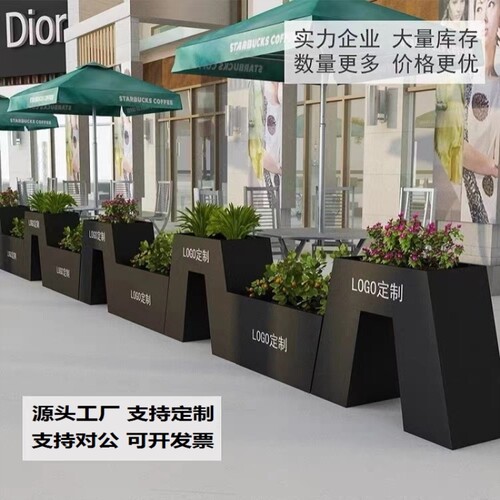 厂家直销花箱花坛景观铁艺花箱庭院种植花架隔断市政铁艺花箱组合