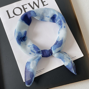 新款 百搭扎染棉麻58x58小方巾女网红拍照头巾小领巾空调护脖围巾