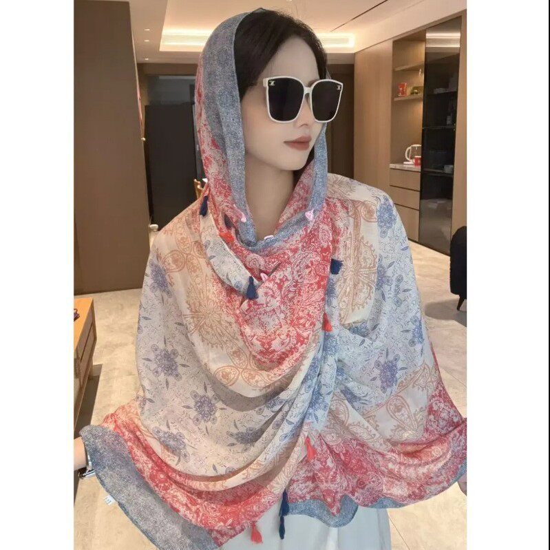 民族风披肩丝巾女新款防晒夏季海边拍照披风沙漠旅游沙滩斗篷围巾