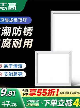 300x600卫生间集成吊顶灯厨房30x30铝扣板led平板灯厕所灯吸顶灯
