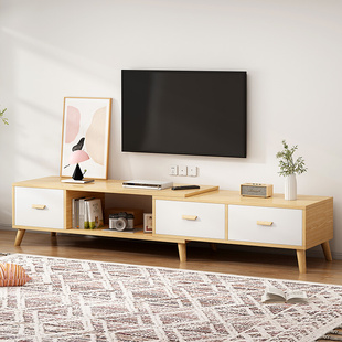 电视柜约客厅家用小户型实木脚储物柜子组合可伸缩北欧地柜