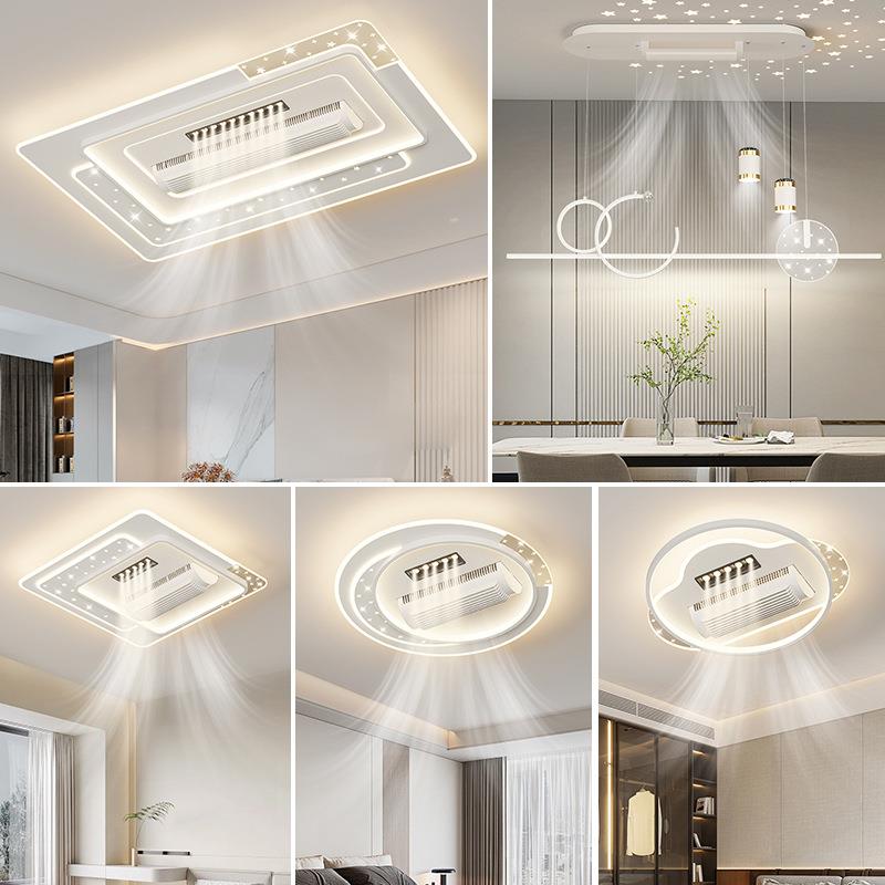 全光谱滚筒式无叶客厅风扇灯创意智能卧室吸顶风扇灯静音餐厅吊灯