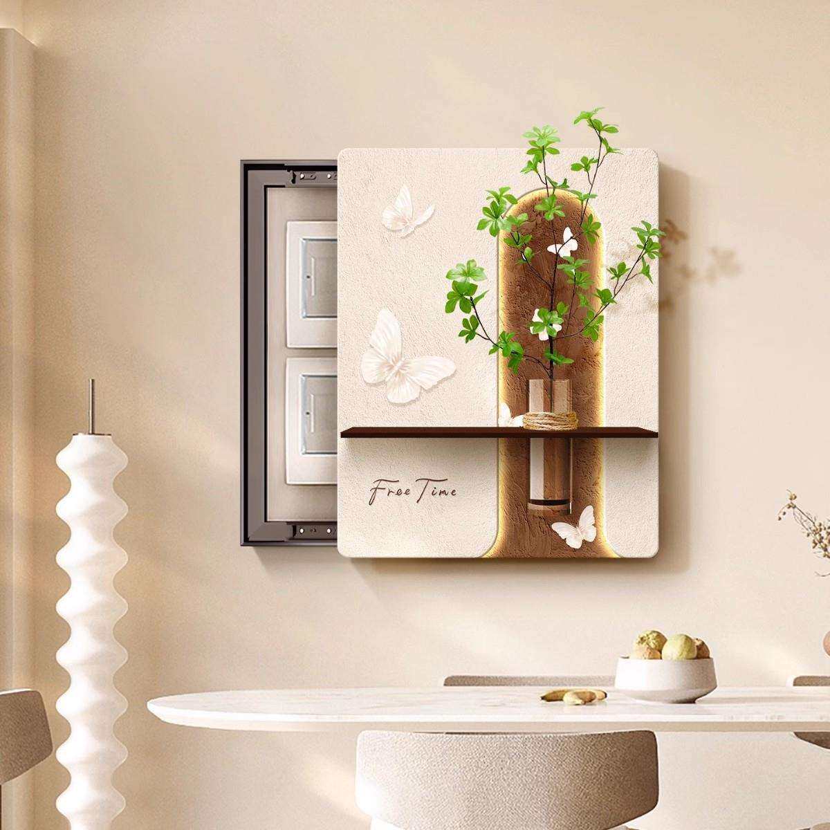 奶油风电表箱装饰画2025新款水培绿植配电箱遮挡餐厅弱电箱挂画