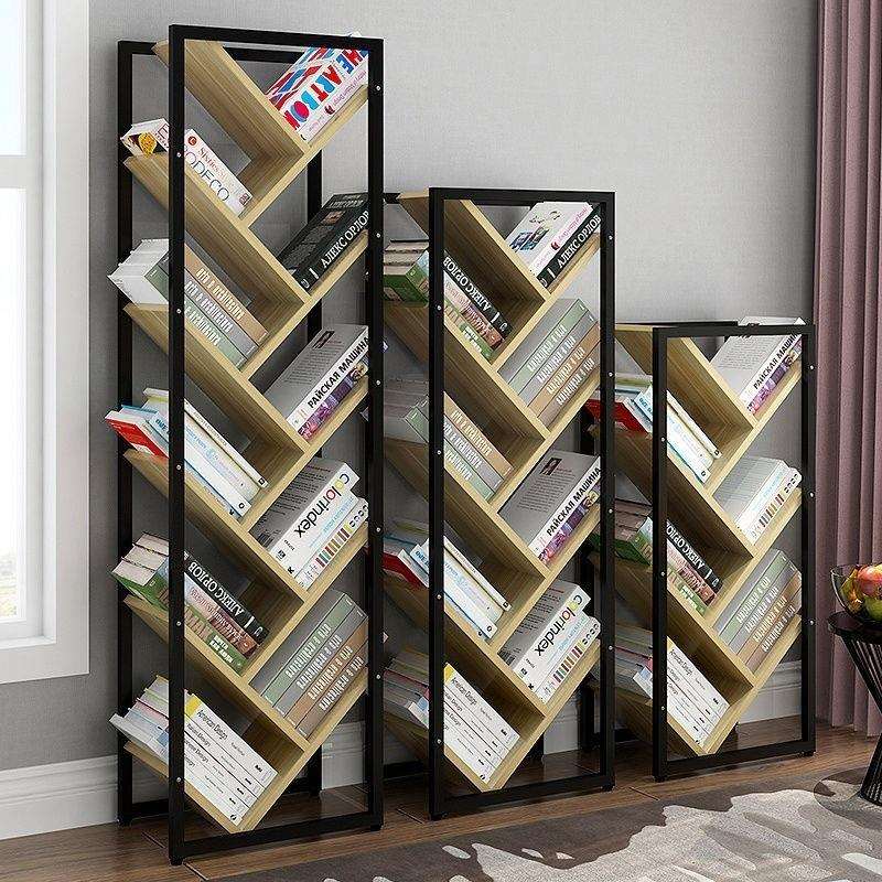 树形书架简易创意学生儿童置物架家用客厅多功能旋转铁艺落地移动