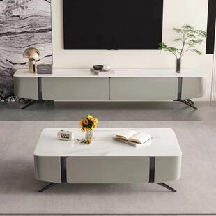 客厅成套微晶石茶几电视柜组合小户型家用简约实木储物茶几电视柜