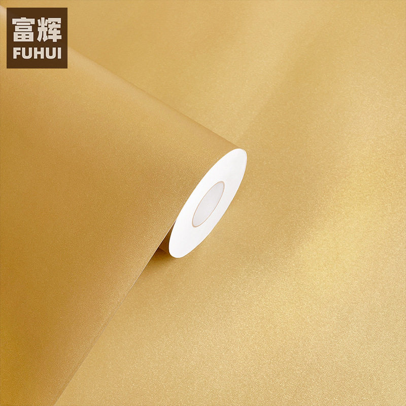 金黄色磨砂自粘墙纸PVC仿金属质感电器展柜贴膜家具翻新波音软片
