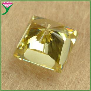 原色过钻笔金黄正方形公主切莫桑钻 人造碳硅石戒面莫桑石裸石