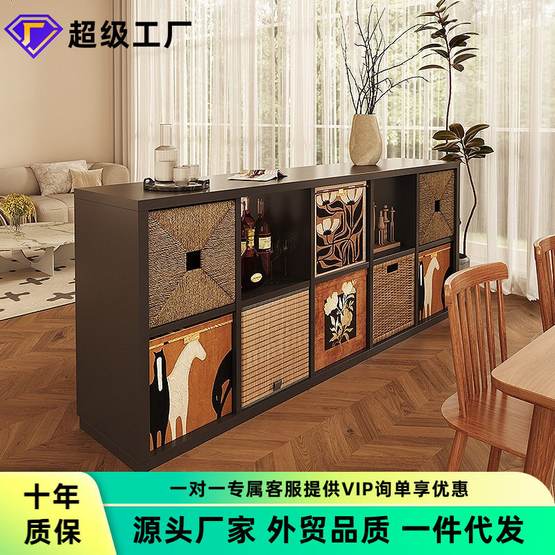 黑色卡莱克格子柜一体靠墙八格柜书柜置物柜卧室柜子床边柜储物柜