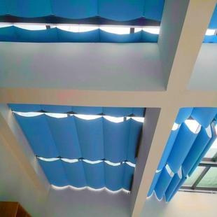 玻璃房顶轨道式电动遮阳帘青海商场采光顶智能天棚帘遮光窗帘