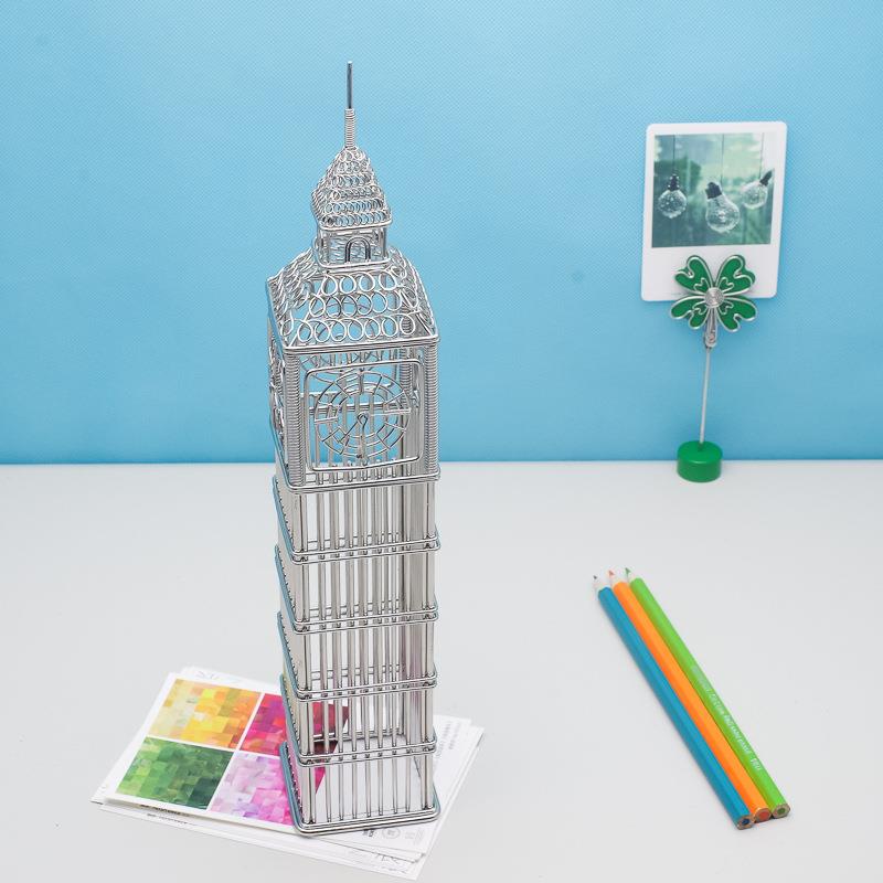 办公室桌面不锈钢金属工艺品大笨钟建筑物模型摆件