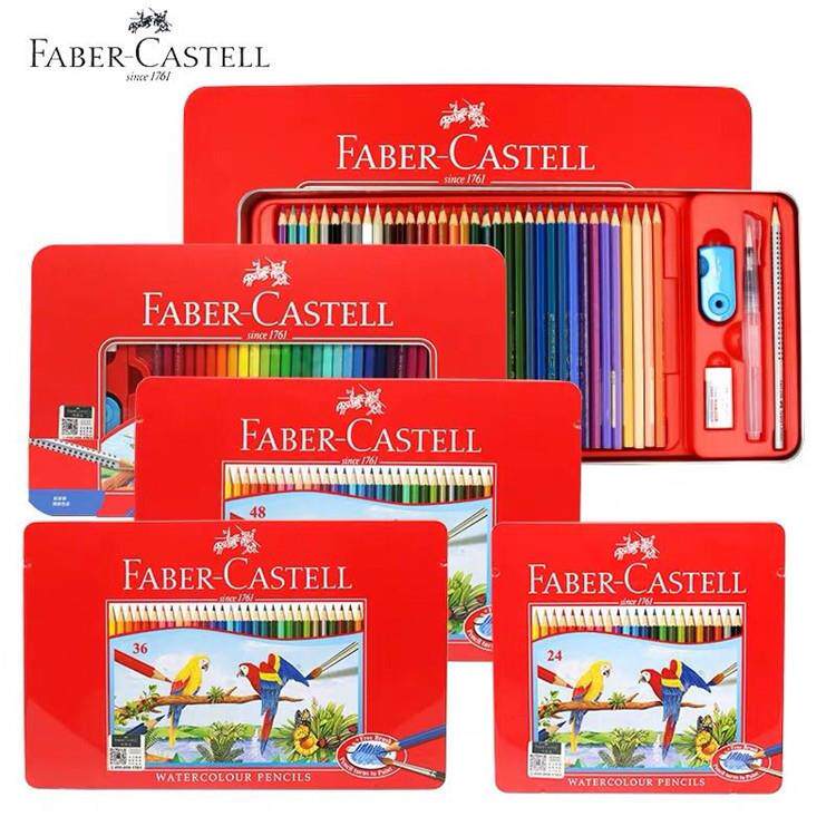 辉柏嘉24色36色48色60色水溶彩铅红铁盒铁盒水溶性彩色铅笔套装
