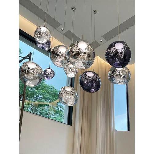 高亮版led楼梯熔岩吊灯大别墅loft复式挑客厅长线吊灯餐厅吧台灯