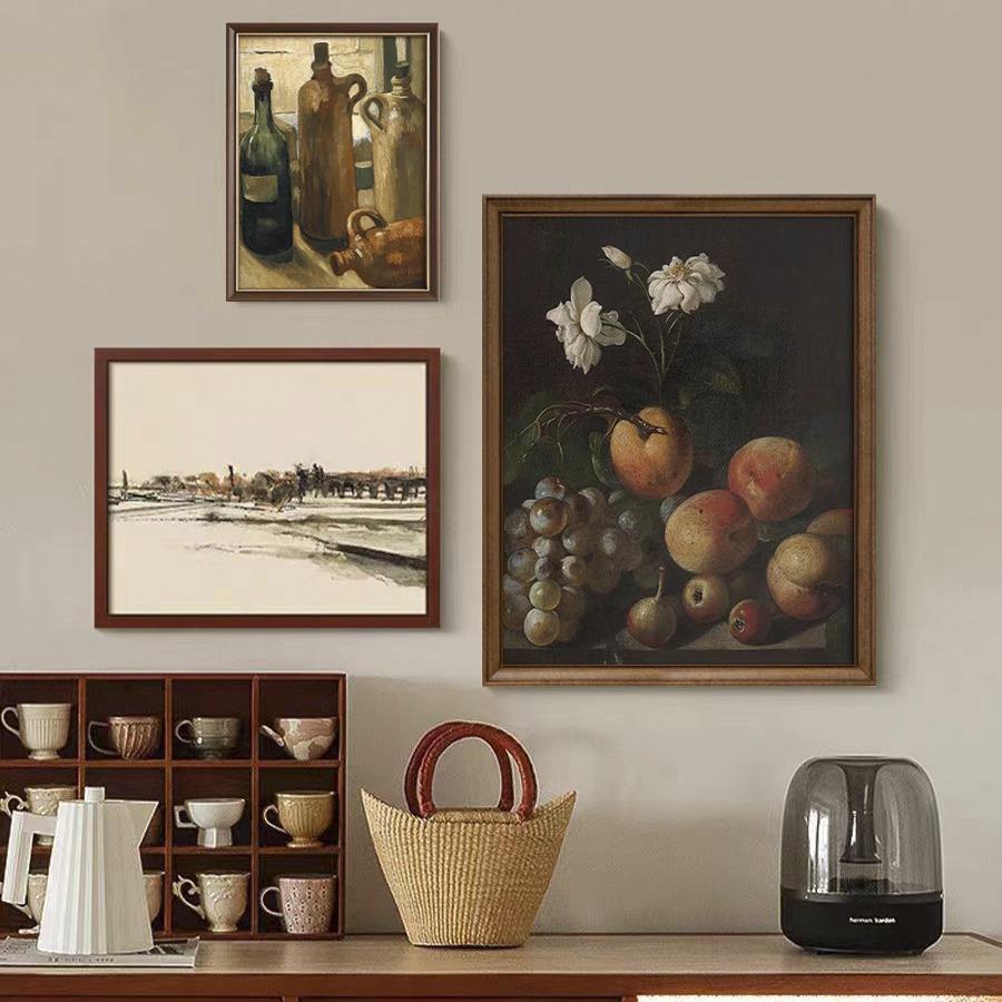 法式复古南洋中古风客厅静物花卉挂画组合餐厅玄关复古卧室装饰画