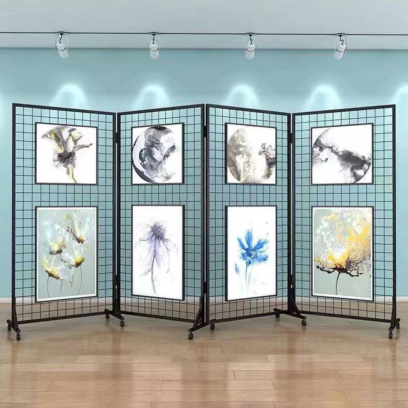 折叠网格展示架展览架户外画展画室幼儿园作品展示架家用展示板架