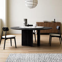 弘顿复古实木餐桌现代简约侘寂风10人圆桌设计师圆形圆餐桌家用