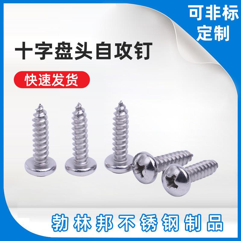 304不锈钢十字圆头自攻螺丝钉圆头盘头自攻螺钉尖尾