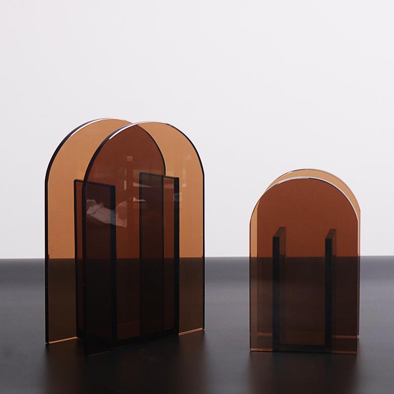 现代简约橘色插花亚克力欧美花瓶餐桌装饰花器家居桌面摆件