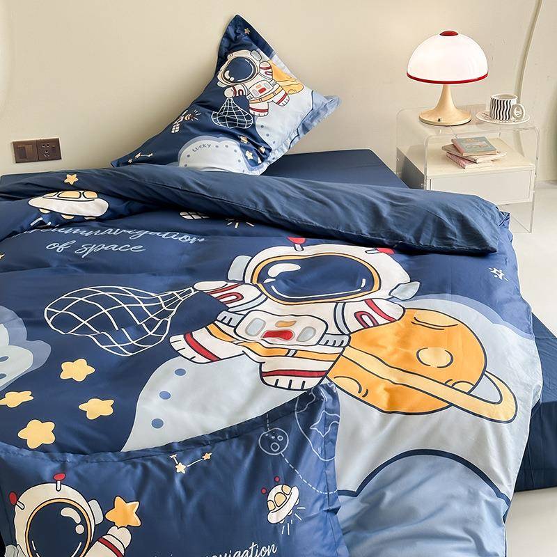 卡通全棉床上四件套纯棉男孩儿童被套学生宿舍被罩单人床单三件套