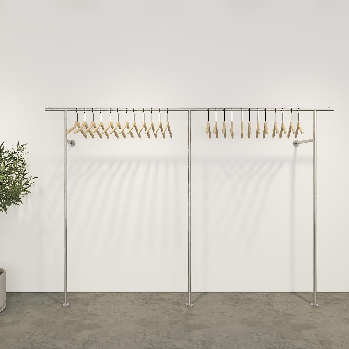 女装店货架落地童装衣服展示架服装店壁挂式衣架上墙不锈钢服装架