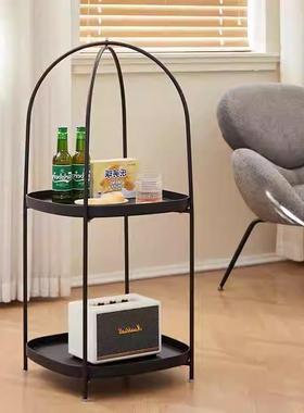 北欧铁艺置物架家用客厅创意收纳架小户型民宿沙发边几储物架子