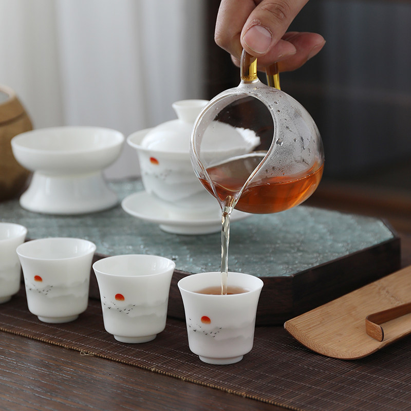 羊脂玉功夫茶具套装办公家用礼品