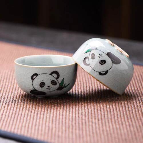 熊猫花花旅行茶具套装