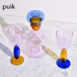 荷兰Puik撞色红酒杯套装 家用玻璃高脚杯波尔多杯葡萄酒杯新年礼物