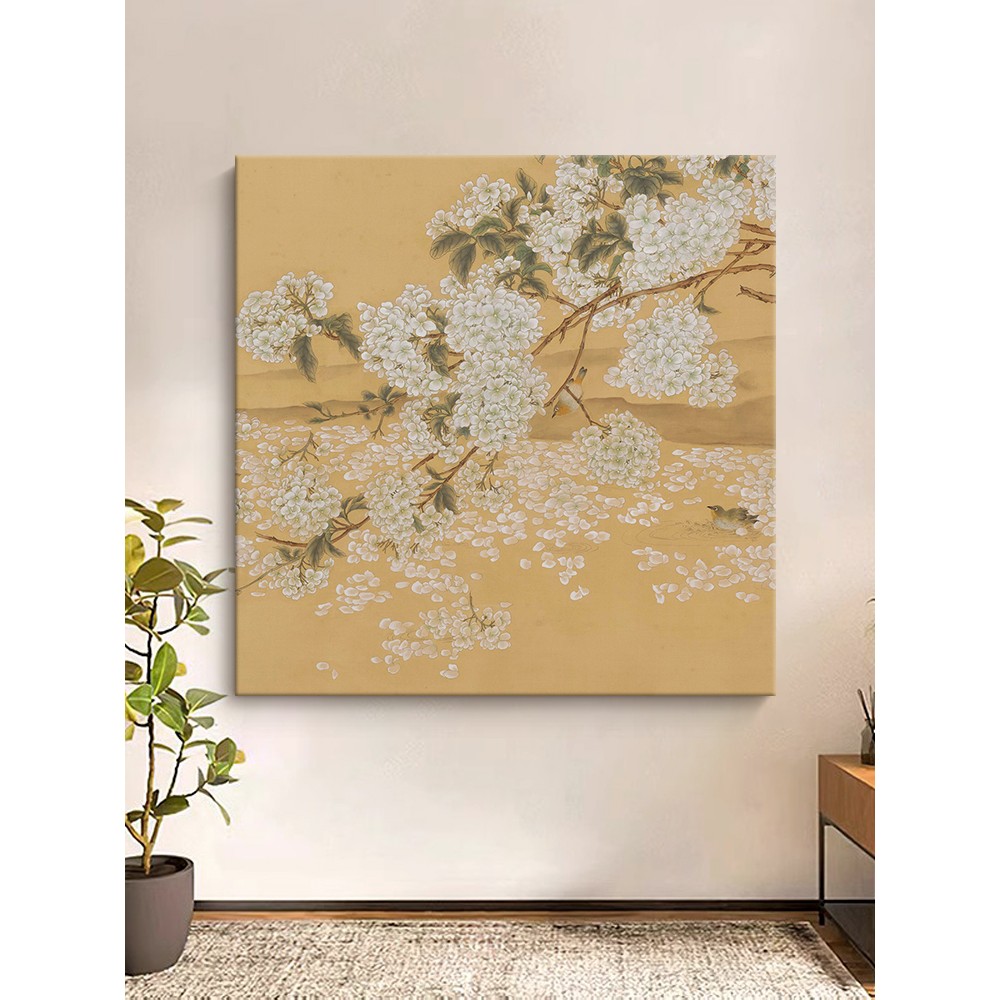 大芬村手绘油画中古风花卉肌理画玄关书房装饰画客厅茶室植物挂画图片