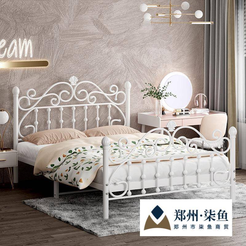 铁艺床加厚加固简约现代公主床网红1.8米双人床北欧单人1米铁架床