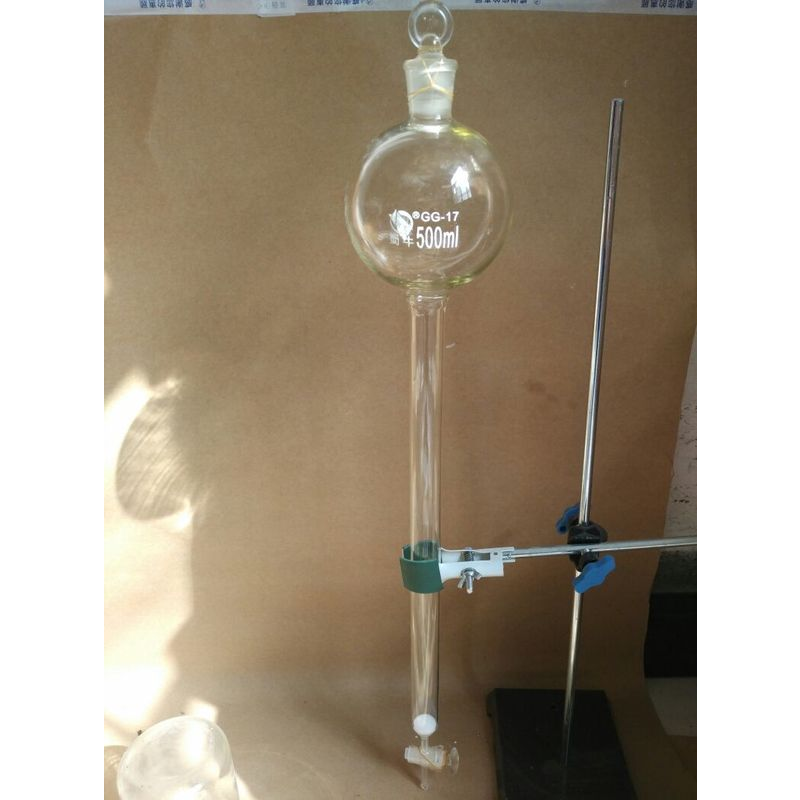 储液球层析柱500ml25*400mm连体式层析柱 具砂芯挡板·玻璃活塞