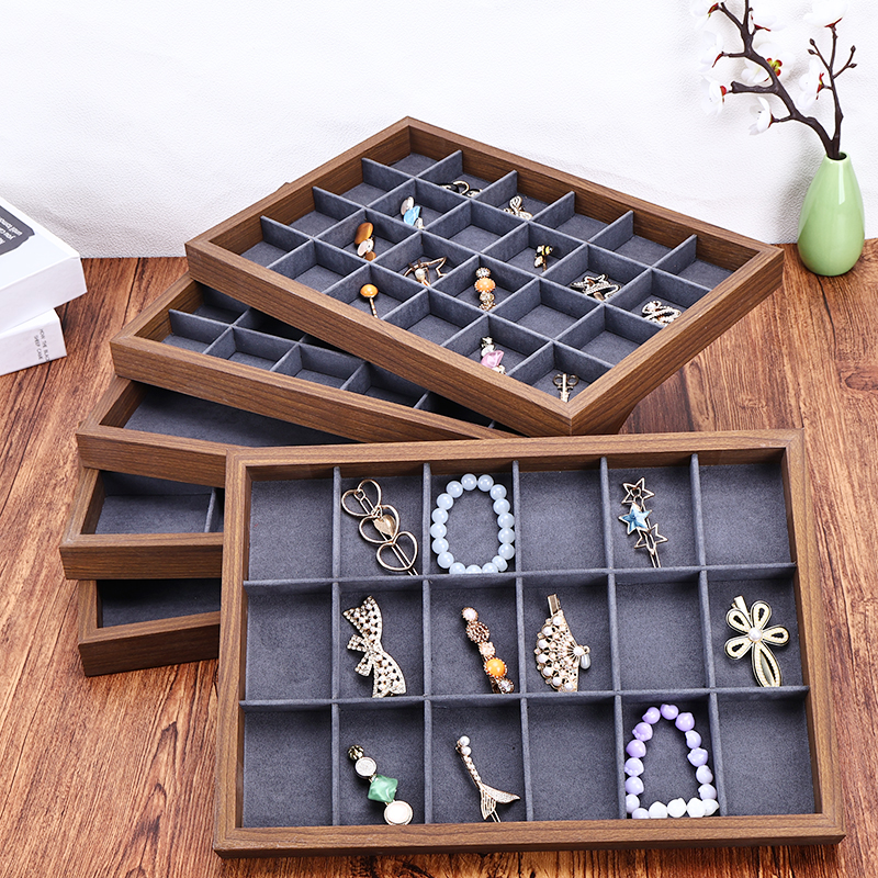 胡桃木色戒指展示盘手链项链